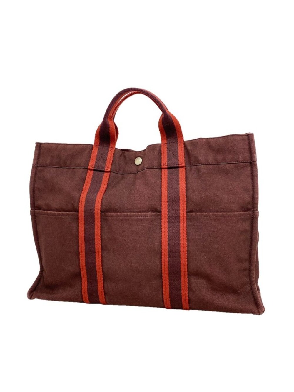 Hermes Tote Fourre Tout MM Canvas Brown Silver